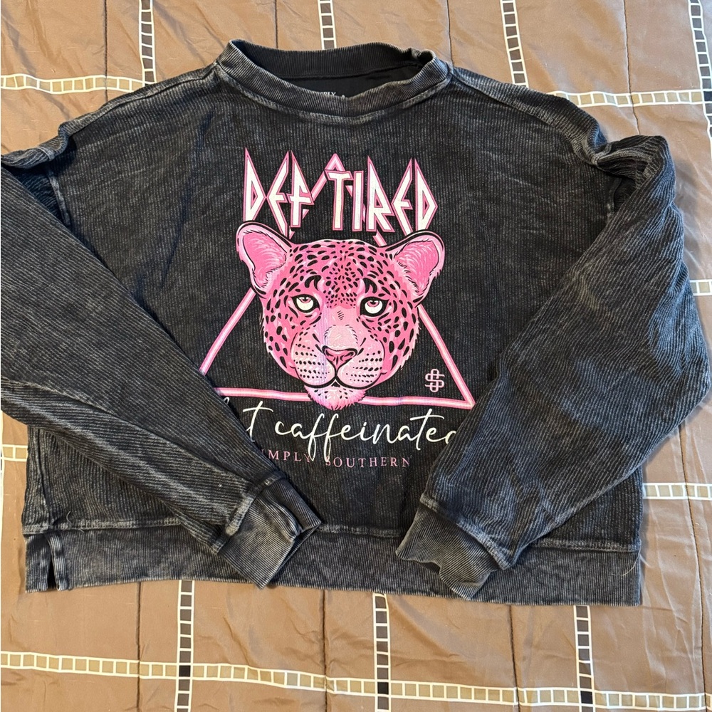 Simply Southern Kids Cheetah Graphic Sweatshirt - Black and Pink